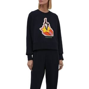 ZIMMERMANN Starcat Embroidered Sweatshirt Navy Pullover Terry Women's 3/US 10